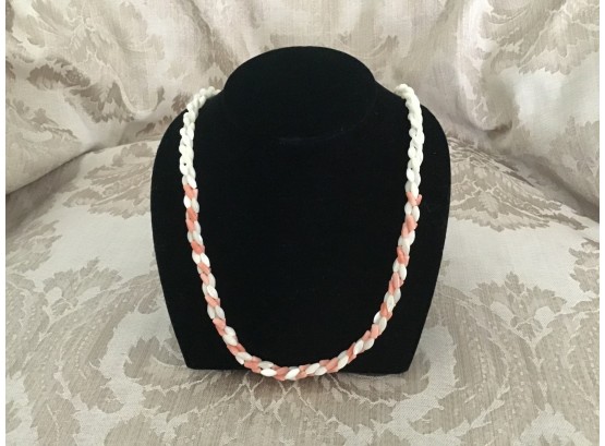 Peach And White Luster Bead Necklace - Lot #18