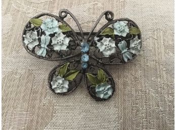 Blue And Silvered Butterfly Barrette - Lot #20