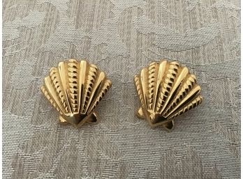 Anne Klein Gold Tone Shell Shaped Earrings