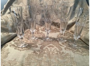 Five Lead Crystal Champagne Flutes