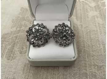 Silvered Marcasite Earrings