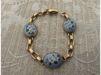 B And G (bing And Grondahl) Vermeil, Gold Wash Over Sterling Silver Floral Bracelet