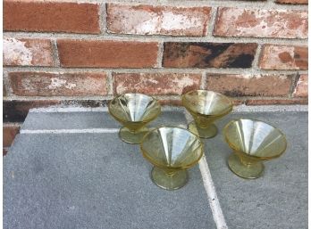 Four Vintage Yellow Depression Footed Sherbets