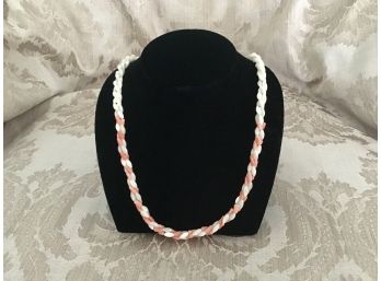 Peach And White Luster Bead Necklace - Lot #18