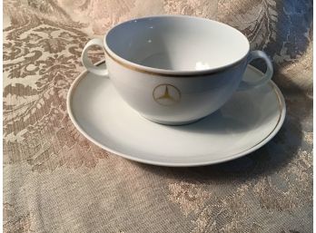 Mercedes Benz Double Handled China Soup Bowl And Under Plate