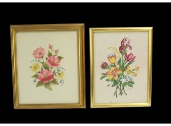 Lovely Pair Of Signed Florals By Local Artist M.Cooney