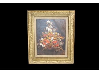 Gorgeous Signed Oil On Canvas Floral