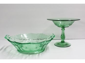 Great Pair Of Depression Glass Vessels