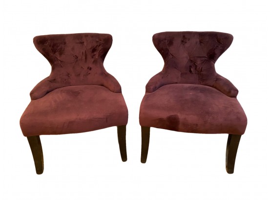Pair Of Amethyst Hourglass Accent Chairs