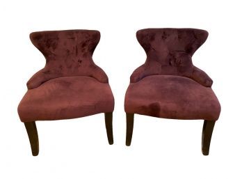 Pair Of Amethyst Hourglass Accent Chairs