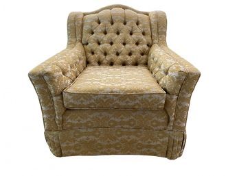Tuft White & Gold Upholstered Club Chair
