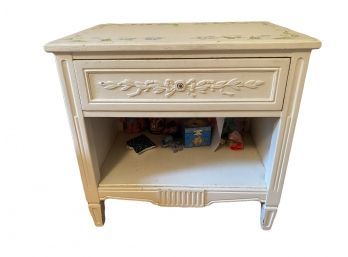 Henredon White Painted Nightstand With Morning Glories (contents Not Included)