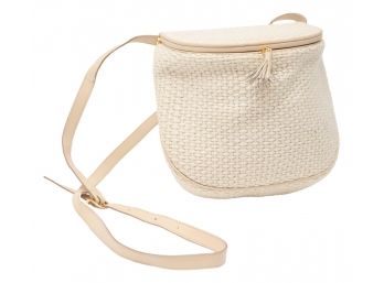 Bottega Veneta Cream Creel Basketweave Shoulder Bag