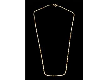 24K Gold 1970's Rectangular Brick Linked Necklace Imported From Bangkok 30.4g