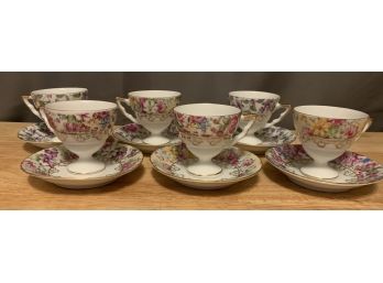 Group Of Porcelain Demitasse Cups & Saucers - 6 Sets