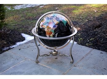 Painted And Mother Of Pearl Inlaid Globe On A Black Ground