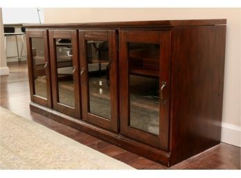 Pottery Barn Printer's Media Console With Glass Cabinets  Tuscan Chestnut Finish ($1796)