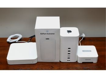 Set Of 3:  2  Airport Extremed Base Stations And 1 Sonos Bridge