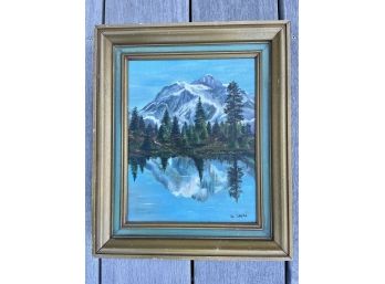 Small Framed Oil Painting Of A Mountain And Lake By W. Souza