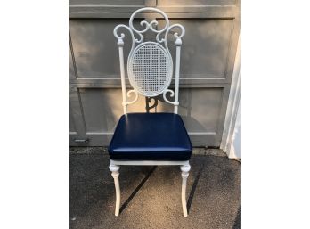 Single Kessler Industries Vintage Mid Century Modern Faux Rattan White Painted Metal Dining Chair