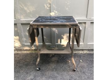 Vintage Metal Typing Table On Wheels