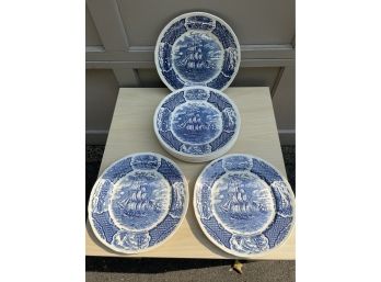 Fair Winds Staffordshire Dinner Plates (8) Friendship Of Salem By Alfred Meakin