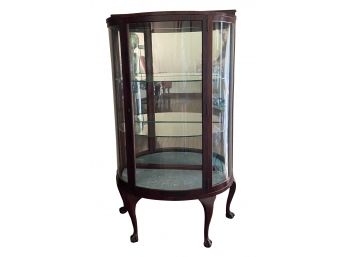 Antique Victorian Curved Glass Curio Display Case 54' H X 31' W ( At Top)  ( READ DESCRIPTION)