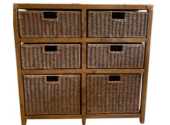 Six Drawer Wood Frame Wicker Top &  Drawers Storage Piece 30 In. L X  29 In. H X 10 In. D ( READ Description)