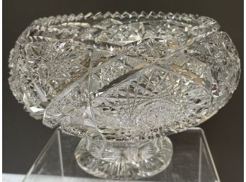 Stupendous Large Footed Cut Crystal Centerpiece Bowl Unmarked