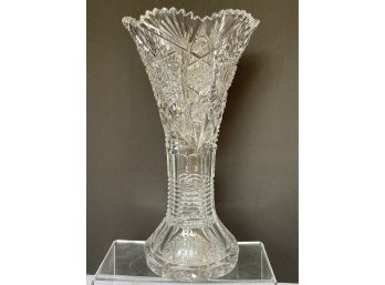Gorgeous Tall Cut Crystal Heavy Vase