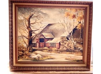 M.Scott Oil Painting 'First Powder Mill In America Established By The DuPonts' 28' X 25'