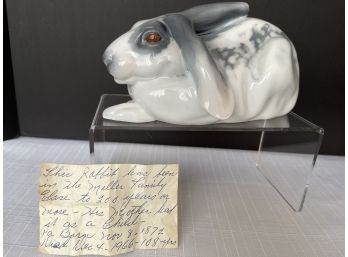 RARE And BEAUTIFUL Marked Karlsbad Ceramic Rabbit Bunny 200 Years Old Note Of Provenance Found In Body!