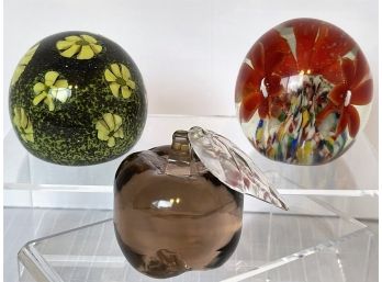3 Piece Paperweight Lot