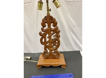 Vintage Wood Sculpture Lamp