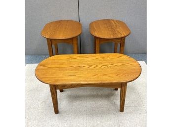 Pair Solid Oak Side Tables With Low Table  By  Amish Country View Woodworking  Ohio
