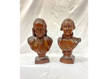 Two Finely Carved Wood Busts