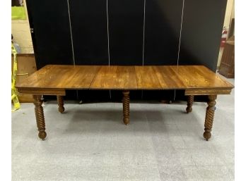 Large Expandable  Antique Oak Table With Five Leaves 93'