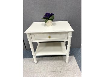 White Painted Faux Bamboo One Drawer Nightstand Table