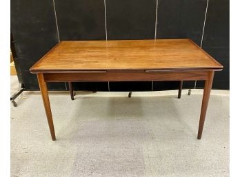Danish Mid Century Modern Draw Leaf Table With Danish Furniture Makers Control Label