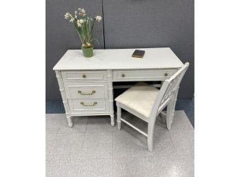Thomasville Painted Faux Bamboo Desk And Chair