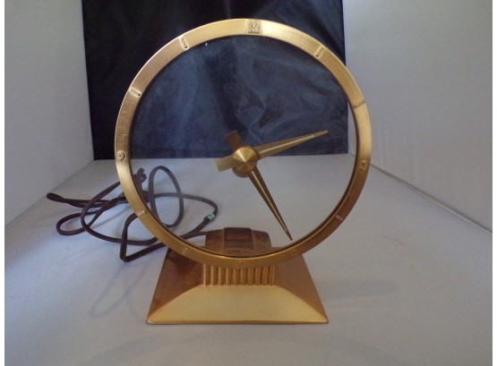 Mid Century Jefferson Golden Clock Electric