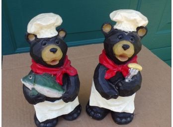 Lot Of 2 Chef Bears Statues