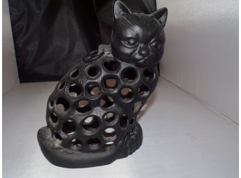Cast Iron  Kitty Cat Candle Holder