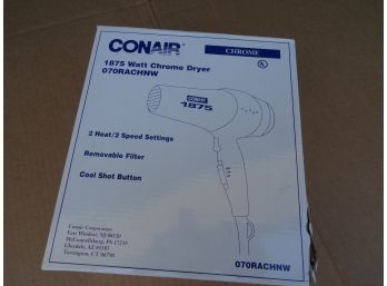 Con Air Hair Dryer 1875 Chrome Unopened