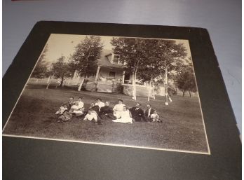 Antique Photograph Of Family In Front Of Their Country Home.