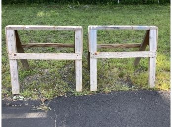Set Of Wooden Sawhorses As Pictured
