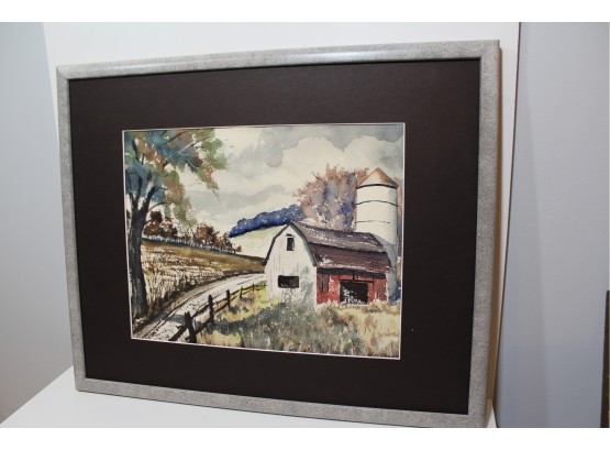 Original Watercolor Barn By The Road Signed