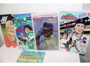 5 Football & Baseball Comics - Montant - Namath - Frank Thomas - Fisk - Cobb
