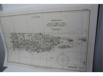 1899 Nautical Map Of Porto Rico - Backed On Archival Linen