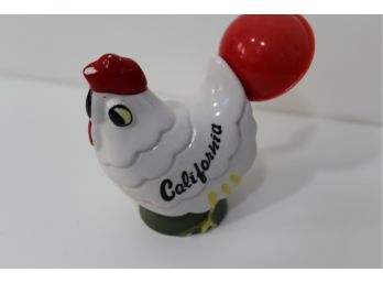 Vintage Ceramic Chicken Measuring Spoon Holder California Souvenir
